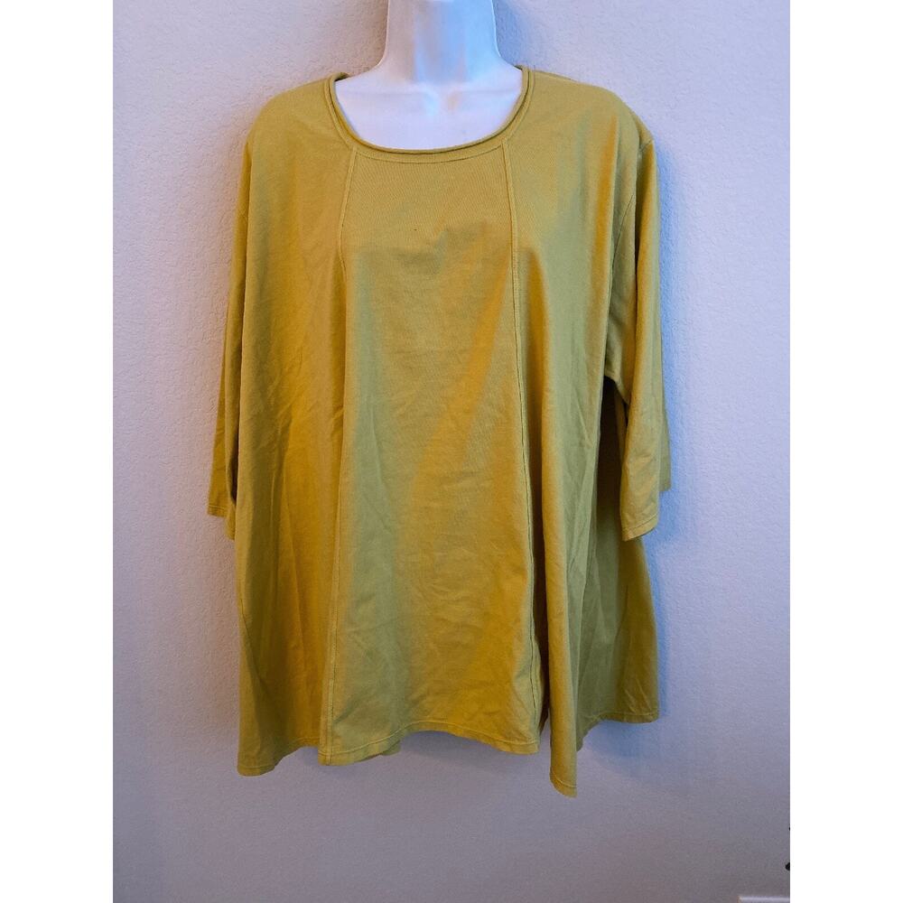EUC TEXTURES USA Women's Oversize Size 2 yellow Cotton tunic Top Lagenlook